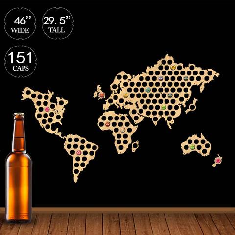 World Map Bottle Beer Cap Wooden Craft Wall Art Decorative Collector Design Gift For Lover Alitools - Beer Bottle Wall Art