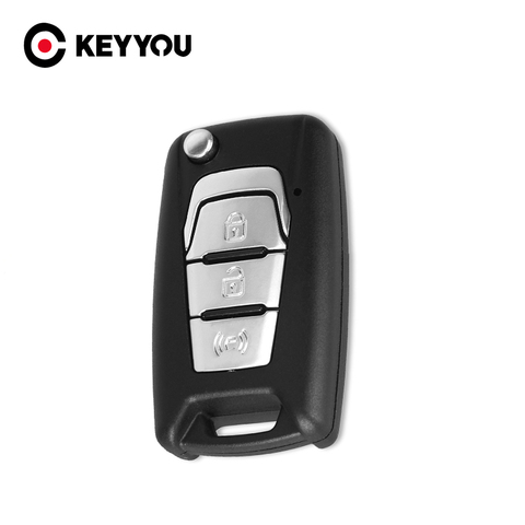 KEYYOU New Arrival Flip Folding Remote Car Key Shell Case Fob 3 Buttons For SsangYong Korando New Actyon C200 2016 2017 Uncut ► Photo 1/6