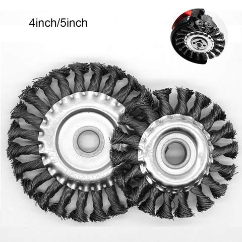 4 inch Wire Wheel Brush Twist Knotted Carbon Steel Wire Wheel Brush for Grinders Heavy-Duty Conditioning for Metal Remove Rust ► Photo 1/6