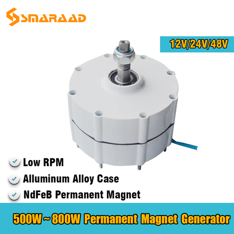 Low Speed  500W 600W 800W 12V 24V  3 Phase Gearless Permanent Magnet Generator AC Alternators Use For Wind Turbine Water Turbine ► Photo 1/6