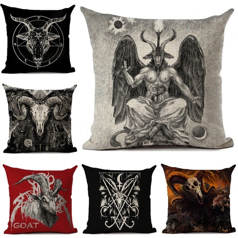 Devil Goat Satan Cushion Cover Horror Pattern Sofa Throw Pillows Living Room Halloween Decorative Pillowcase 45x45cm ► Photo 1/6