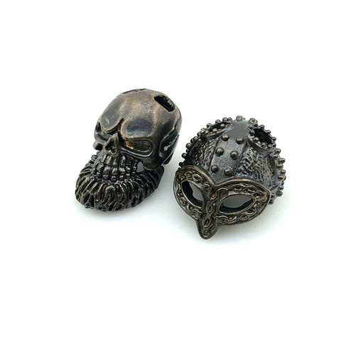 Outdoors DIY Tools EDC Black Color Brass Helmet Skull Knife Beads Lanyard Pendants Key Rings Accessories ► Photo 1/6