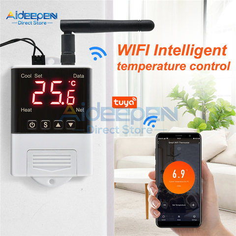 DTC2201 DTC1201 AC 110V 220V LED Digital WiFi Temperature Controller Thermostat DS18B20/NTC Sensor APP Control for Smart Home ► Photo 1/6