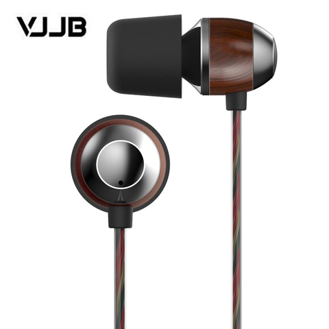 Original VJJB K4 K4S Wooden Bass In Ear  Ebony Earphone Bass DIY Magic Sound Upgrade With Mic without microphone ► Photo 1/6