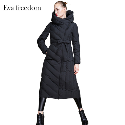 Eva Freedom Jacket Ladies 2022 Hooded Fashion Classic New Style 90% White Duck Down Thick Warm Plus Size Long Down Jacket Women ► Photo 1/6