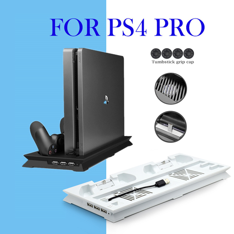 PS4 PRO Base Vertical Stand Charger Support Dual Controller Charging Dock For PlayStation4 Pro Console Cooling Fan Accessories ► Photo 1/6