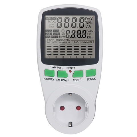 Digital Energy Meter Wattmeter Wattage Electricity Kwh Power Meter EU Power Analyzer Monitor Socket ► Photo 1/6