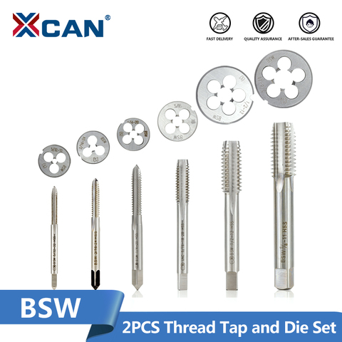 XCAN 2pcs Tap and Die Set Screw Thread Tap Drill HSS Right Hand Plug Tap Die BSW 5/32-32 3/16-24 5-16-18 1/4-20 1/2-12 5/8-11 ► Photo 1/6