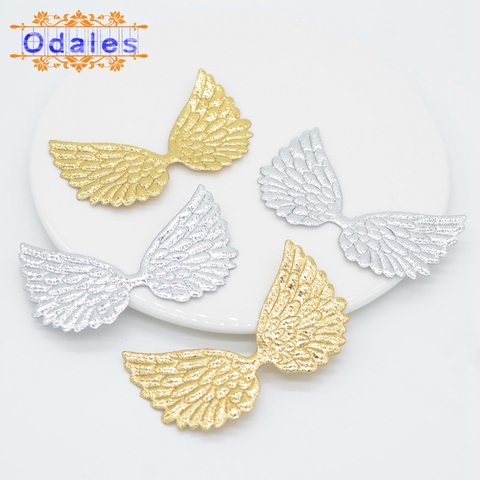 40Pcs Two Side Wing Patches Shiny Angel Wing Head Bow Padded Applique Cake Topper Crafts Scrapbooking Girls Hair Accessories ► Photo 1/4