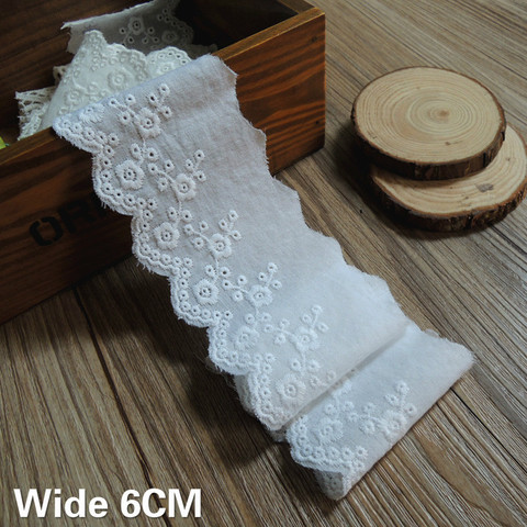 6CM Wide Cotton Embroidered Flowers Lace Guipure Ribbon White Beige Dress Clothes Sewing Collar Trim Handmade DIY Lace Material ► Photo 1/3