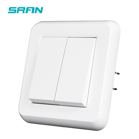 SRAN light switch 2gang 1way 16A 250V New flame retardant PC panel white 82mm * 82mm wall switch eu ► Photo 1/6