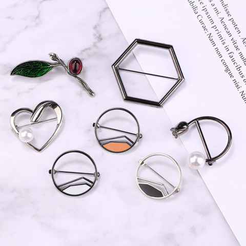 i-Remiel Korean Fashion Safety Pins Pearl Geometric Brooch Female Small Corsage Scarves Buckle for Women Shawl Shirt Accessories ► Photo 1/6