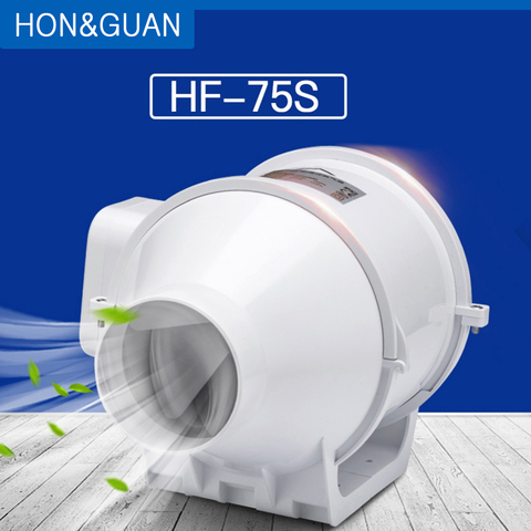 Hon&Guan 3'' Extractor Fan High Efficiency Mixed Flow Ventilation System Exhaust Air for Bathroom Kitchen Inline Duct Fan HP-75S ► Photo 1/6