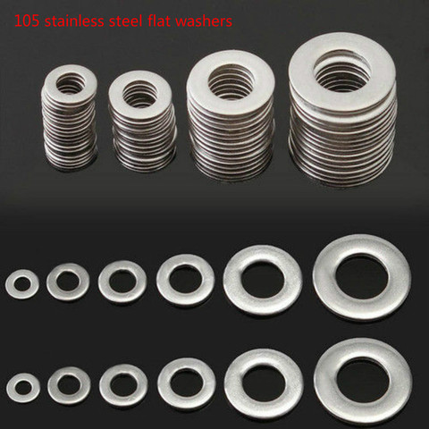 105 stainless steel flat washers 304 Stainless Steel Washer/Spring Metric Washer Assortment Set M3 M4 M5 M6 M8 M10 ► Photo 1/5