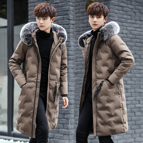 2022 down jacket men's Korean thick coat winter medium long jacket fox collar men's clothing ► Photo 1/6