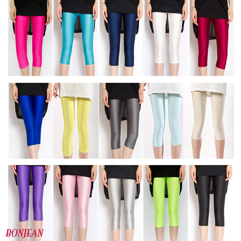 2022 Plus Size Biker Leggings Seven Leggings Thin Elastic Fluorescent Candy Colors Jogger Cycling Dancing Gym Biker Short ► Photo 1/6