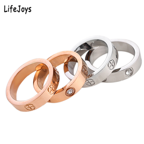 Screw Rings Zircon Stainless Steel Love Ring Luxury Brand Jewelry Phillips for Women Nail Shape Rose Gold Silver Color Size 4-10 ► Photo 1/6