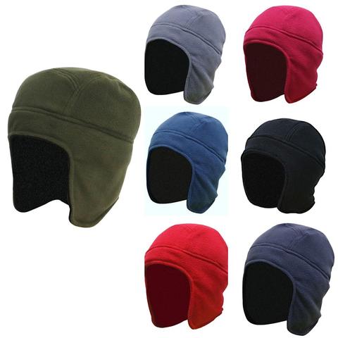 Connectyle Men's Womens Warm Fleece Beanie Earflap Winter Hat Solid Color Adjustable Outdoor Winter Male Female Skull Caps ► Photo 1/6