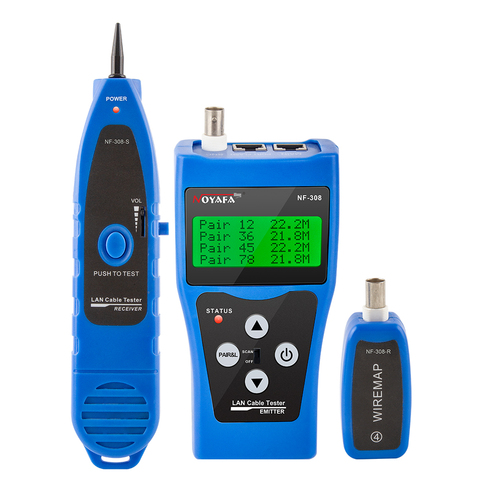 NOYAFA NF-308 Measure Network LAN Cable Length Cable Continuity Test Wire Tracker RJ45 RJ11 Ethernet Cable Tester Blue ► Photo 1/6