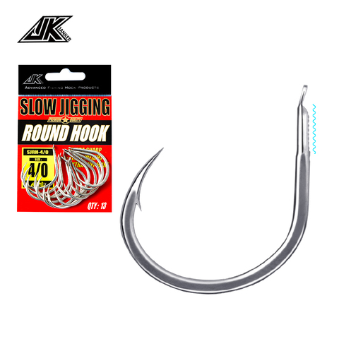 JK SJRH Slow Jigging Round Light Fishing Hooks Sea Carbon Flat Lure Fishhook 1/0 2/0 3/0 4/0 anzois tuna Jigs Hook Hamecon Tools ► Photo 1/6