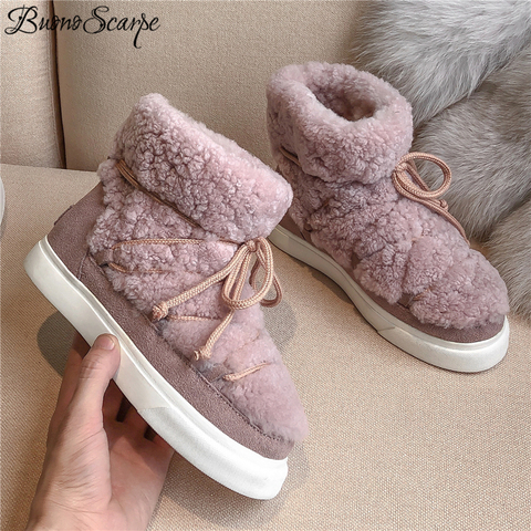 Newest Women Wool Cow Suede Ankle Boots Female Warm Snow Boots Big Size Dancing Casual Shoes Sweet Woman Platform Botas Mujer ► Photo 1/6