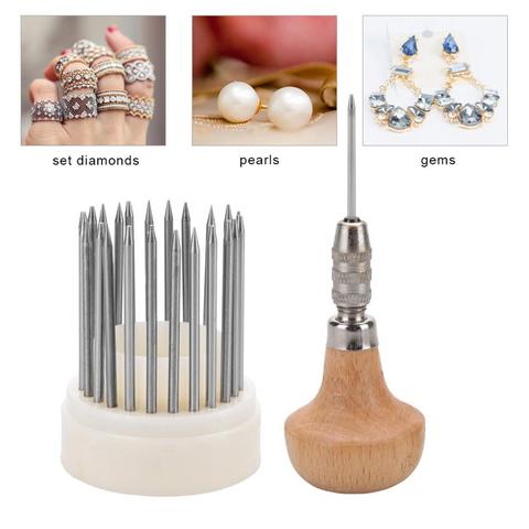 23pcs Beading tool Set Diamond Stone Pearl Grain Tools Set Beader with Wood Handle Jewelry Making Tool for Goldsmith Jeweler ► Photo 1/6