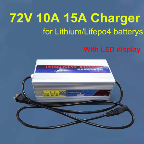 72V 10A 15A 20S 84V li-ion 24S 87.6V lifepo4 Smart adjustable Charger With LCD Display for lithium ion lipo batterys ► Photo 1/5