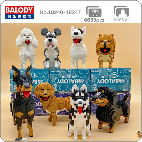 Balody Dobermann Poodle Dachshund Husky Schnauzer Chowdren Bull Terrier Dog Animal Pet Mini Diamond Blocks Building Toy no Box ► Photo 1/6