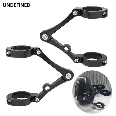 Motorcycle Headlight Bracket Mount Clamp 37-41mm 49mm 54mm Fork Tube Holder Black For Harley Cafe Racer Chopper Bobber Universal ► Photo 1/6