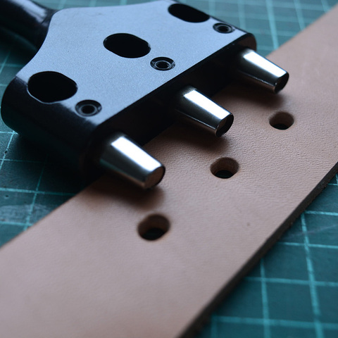 Custom made leathercraft belt/girdle Round Flat 25mm spacing 3 holes cutter craftsman punching tools ► Photo 1/5