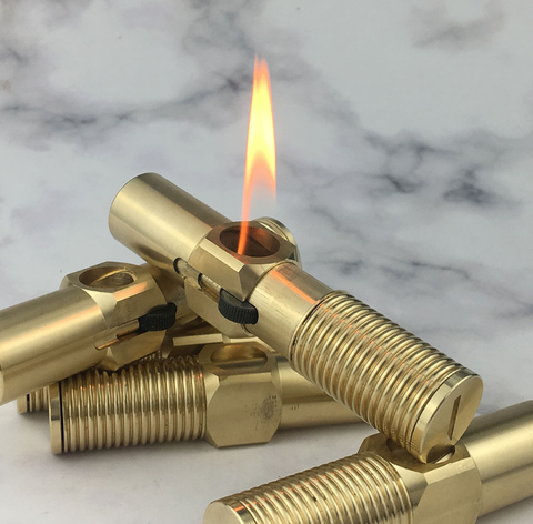 CNC Handmade originality brass screw oil lighter，Retro Retractable Windproof  Gasoline Lighter -8*2cm 100g ► Photo 1/6