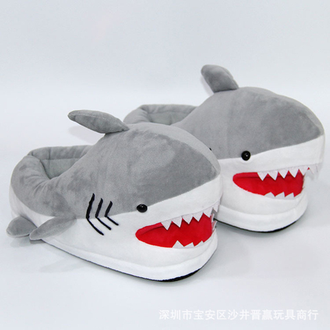 Home Plush Animal Warm Shoes Cotton Slippers Cute Little Shark Shape Cosplay Shoes Female / Male Couple Slippers Adult Style ► Photo 1/5