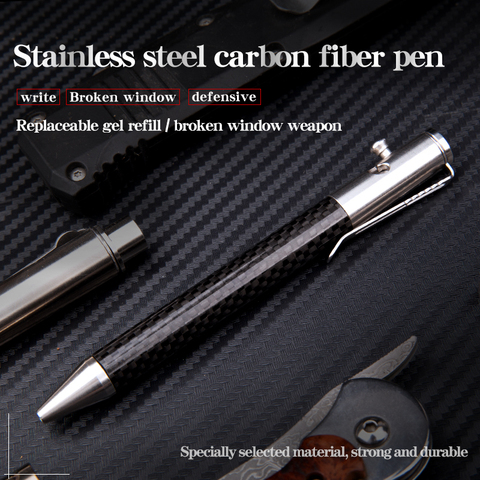 Stainless steel tactical pen, carbon fiber pen, multi-function broken window pen and writing one ► Photo 1/6