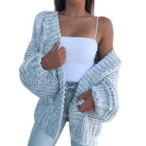 Winter Fashion Women Thick Sweater Cardigan Warm Solid Color Open Front Coat Polyester Spandex Warm Open Front All-match Sweater ► Photo 1/6