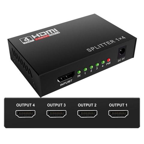 3D 1080P HDMI Splitter HDCP 1 in 4 out Power Signal Amplifier 1x4 Audio Spliter Switch HDMI Converter  HDMI Adapter ► Photo 1/6