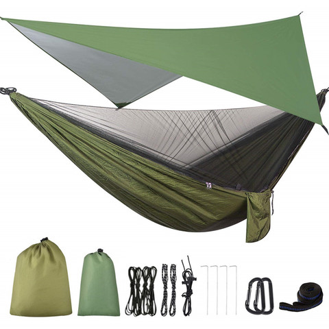Camping Hammock Mosquito Net and Hammock Canopy Portable Nylon Hammock Rain Fly Tree Straps for Hiking Camping Survival Travel ► Photo 1/6