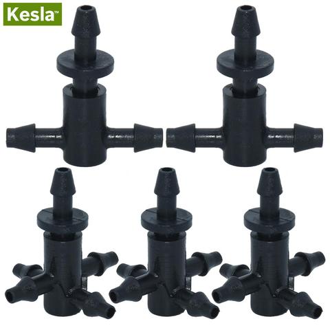 KESLA 20PCS Barbed 3/5mm Hose Straight Quick Connector Drip Irrigation Garden w/ 2-Way 4-Way Hose Splitter Joint Cross Connector ► Photo 1/6