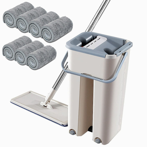 Floor Mop Microfiber Squeeze Mops Wet Mop with Bucket Cloth Squeeze Cleaning Bathroom Mop For Wash Floor Home Kitchen Cleaner ► Photo 1/6