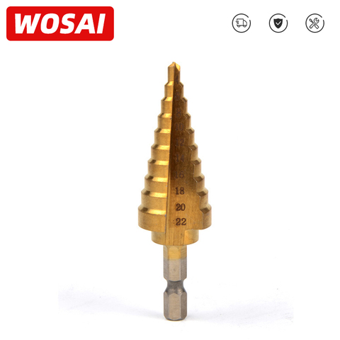 WOSA Hss Titanium Step Drill Bit Step Cone Cutting Tools Steel Woodworking Metal Drilling Set ► Photo 1/4