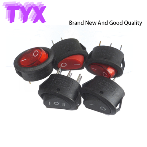 5pcs KCD1 Mini Round Rocker Switch 25*16.5mm 2/3Pin 6A/250VAC Power Button Switch With Light Electric Kettle Power Switch ► Photo 1/6