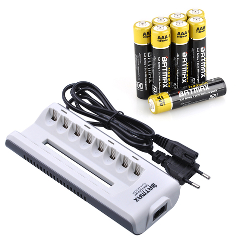 1.2V AA 2800mAh AAA 1100mAh Ni-MH Pre-charged Battery + 8-Slots Charger for Flashlights, Remote controls, Toys Battery ► Photo 1/6