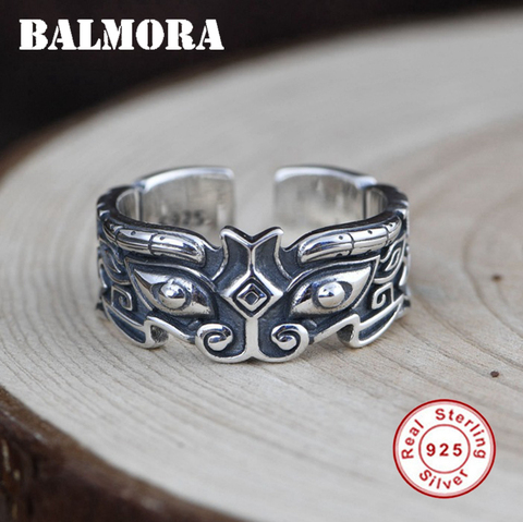 BALMORA Pure 925 Sterling Silver Stackable Ring For Men Mythical Creature Animal Ring Gluttonous Ring Open Ring Jewelry Gift ► Photo 1/6