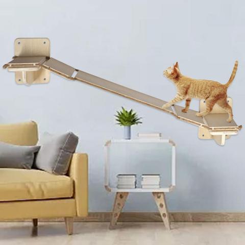 Wall Mounted Cat Climbing Ladder Wood Kitten Stairs Cat Climbing Frame Safe Pet Furniture Play House Pet Stairs Step Dropship ► Photo 1/6