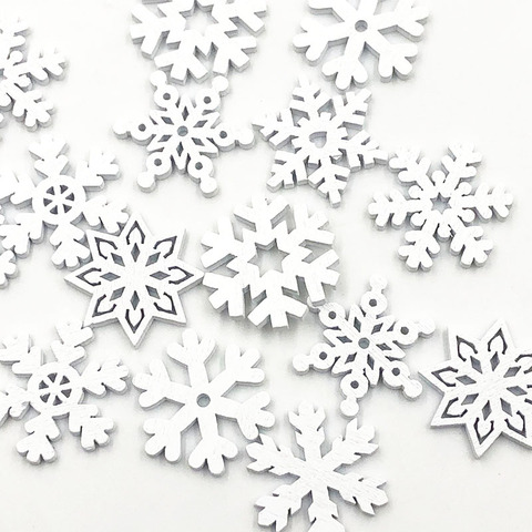 25/50/100pcs 25mm white Wood Chip buttons Pendant Etched Snowflake Christmas Ornament Handcraft diy Decor Accessories WB669 ► Photo 1/1