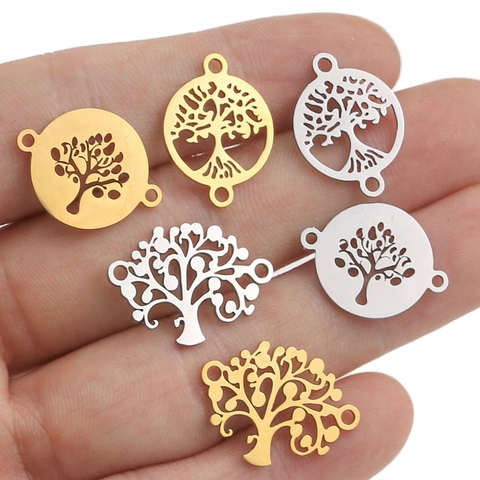 10pcs Stainless Steel Life of Tree Charms High Polished Fit Bracelet Connector Necklace for DIY Handmade Jewelry Making Supplies ► Photo 1/6