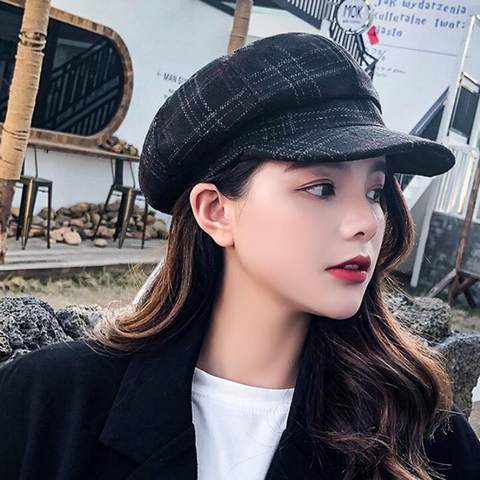 Auutmn Winter Hats for Women Solid Plain Octagonal Newsboy Caps Men Ladies Casual Wool Hat Grain Beret Women Painter Cap ► Photo 1/6