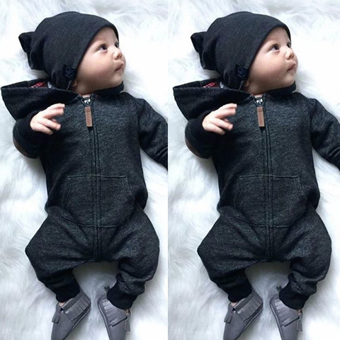 0-24M Baby Boy Clothes Infant Warm Long Sleeve Zipper Romper Newborn Jumpsuit Kid Hooded Girl Sweater Outfit ► Photo 1/6