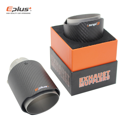 EPLUS Car Matte carbon fiber Muffler Tip Exhaust System Universal Straight Stainless Sand Blasting Mufflers nozzle For Ak ► Photo 1/6