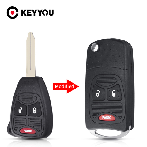 KEYYOU For Chrysler For Jeep For Dodge Ram 1500 Caliber Nitro Ram 2500 Ram 3500 Fob 3 Buttons Modified Flip Car Remote Key Shell ► Photo 1/6