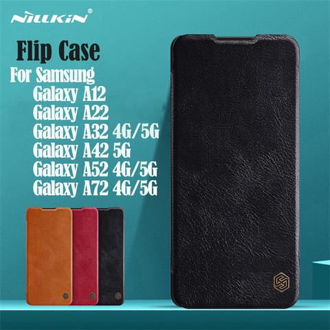 For Samsung Galaxy A52 A72 A12 A32 A42 5G 4G Flip Case Nillkin Qin Leather Book Case Card Pocket Wallet Flip Cover Phone Bags ► Photo 1/6